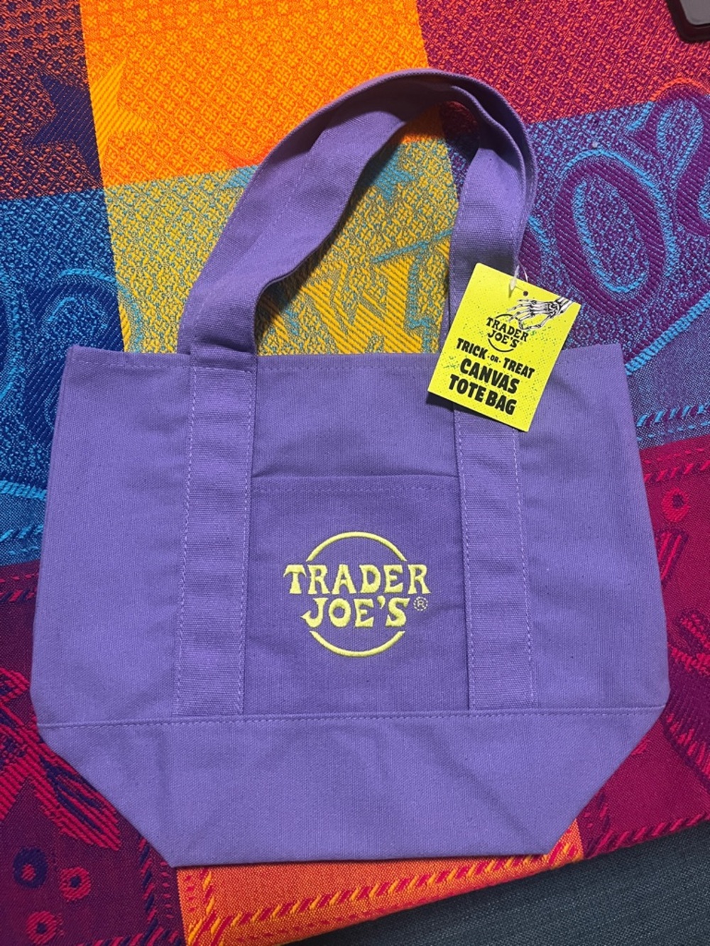 Trader Joe's Purple Canvas Mini Tote Bag